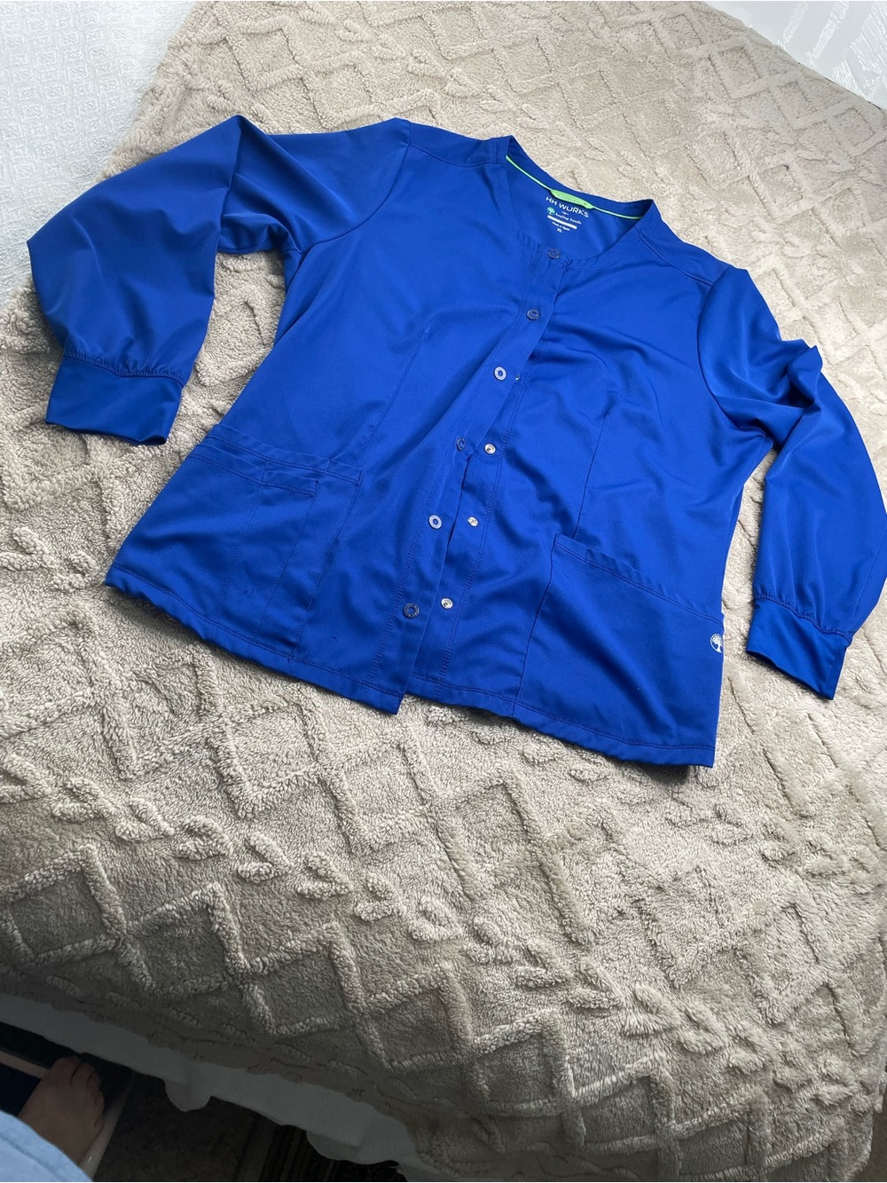 HH Works Women's Royal Blue Snap-Front Medical Jacket~ Sz XL - Picture 7 of 10